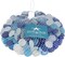 Flat Marbles Vase Filler - 3 Lb (315 pcs) Cobalt Aqua & White Glass Pebble Vase - Clear Glass Stones for Vases - Flat Glass Marble for craft and Home décor - Aquarium Glass Marble filler